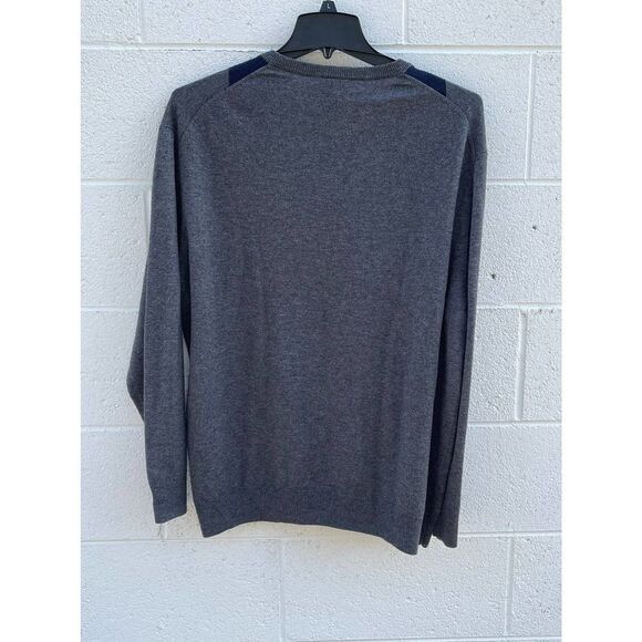 Jos A Bank Argyle V-Neck Sweater Mens XXL Pullover gray Lambs Wool blend preppy - Picture 5 of 11